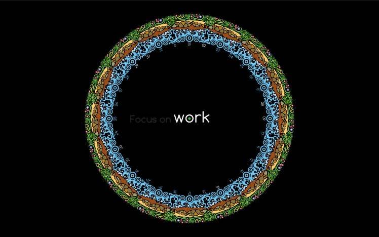 Abstract Focus On Work Clock With Flowerish Pattern HD Wallpaper Desktop Background