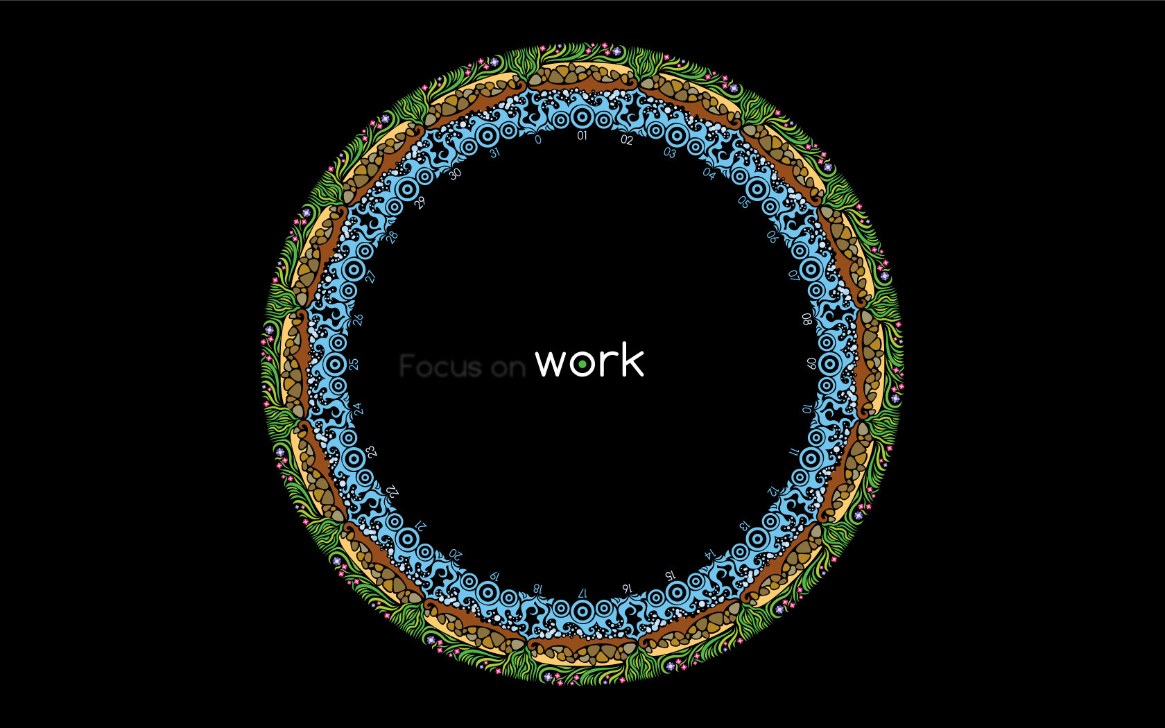 Abstract Focus On Work Clock With Flowerish Pattern Wallpaper
