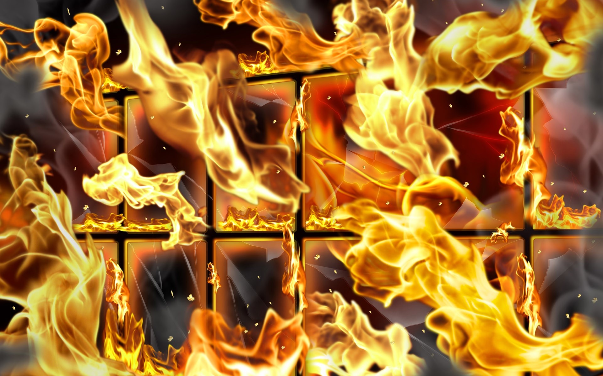 Abstract Grid On Fire Wallpaper