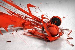 Abstract Red Headphones