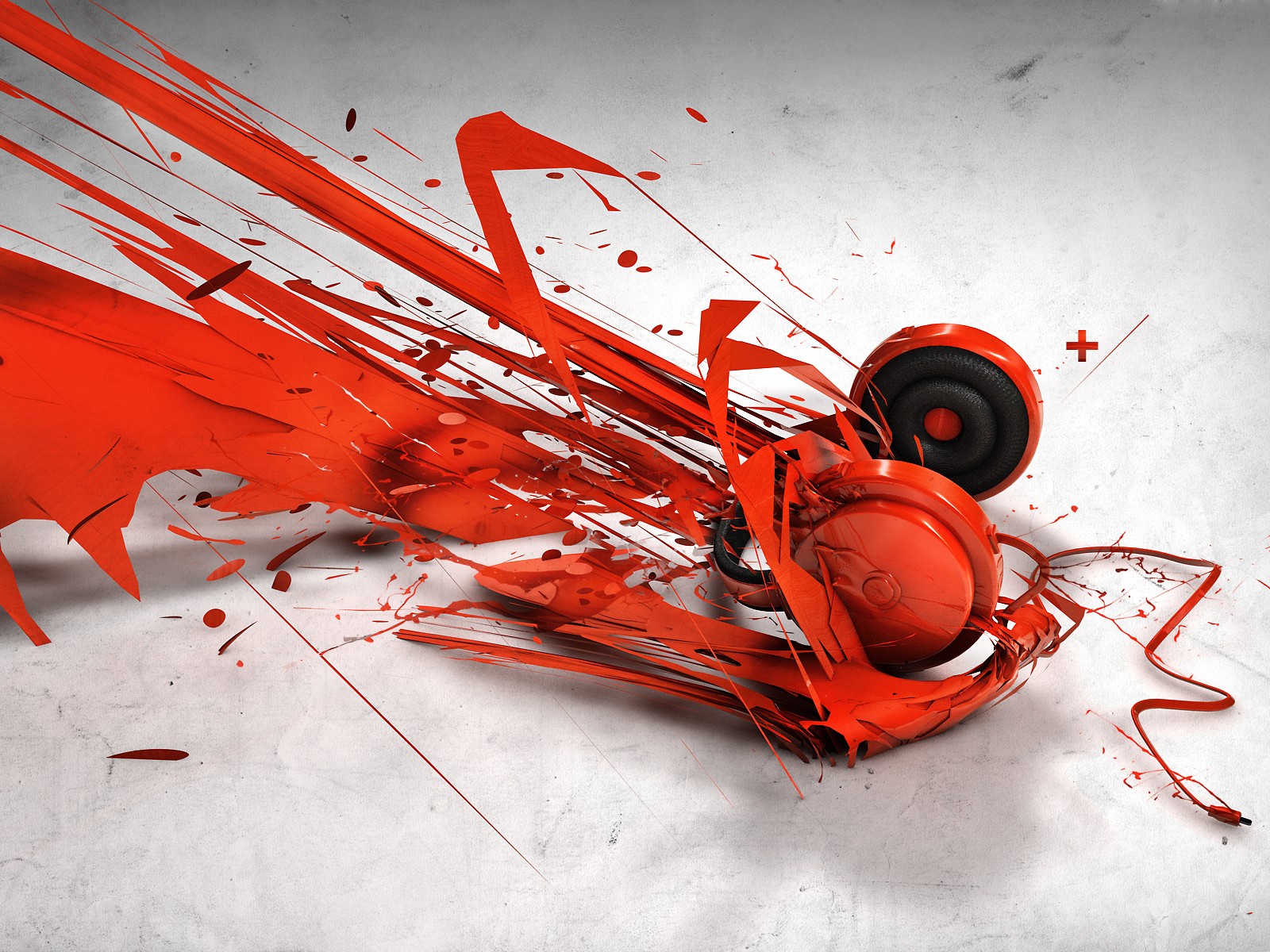Abstract Red Headphones Wallpaper