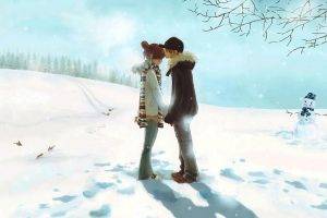 Anime Love Kiss In Snow