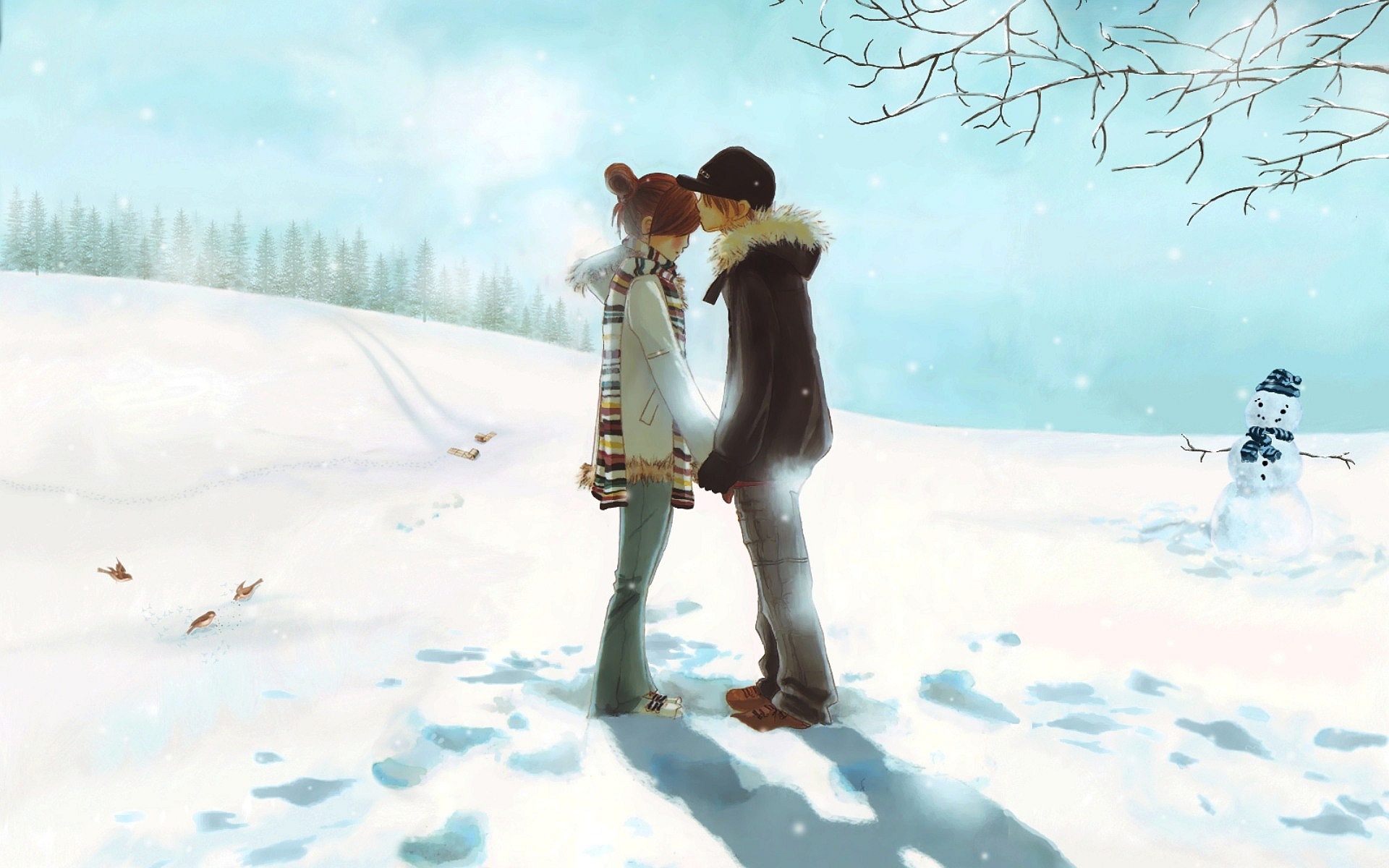Anime Love Kiss In Snow Wallpapers HD / Desktop and Mobile ...