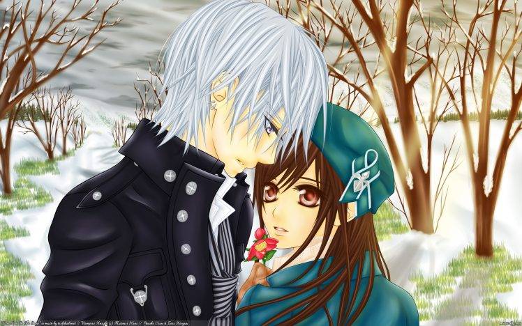 Love Anime Roses Snow HD Wallpaper Desktop Background