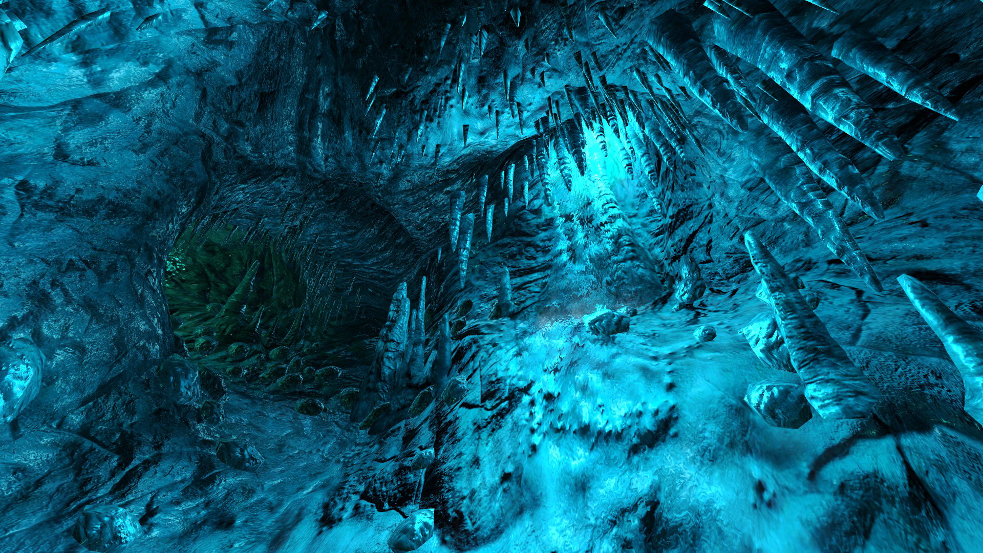 3D Blue Cave Wallpaper