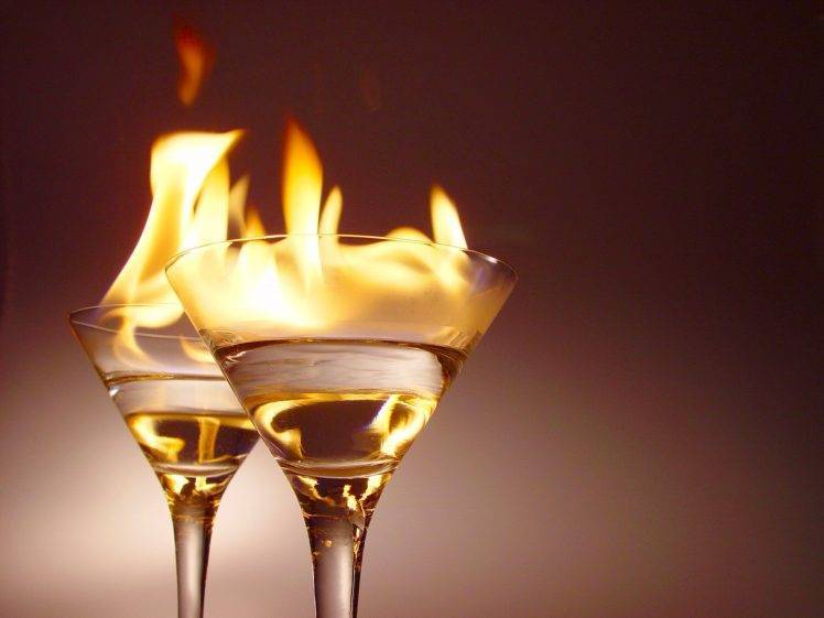 Alcohol In Glass Fire Beautiful HD Wallpaper Desktop Background